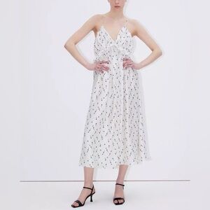 H&M Silky Floral silky Ruffle Midi Dress A Line Feminine Garden Girl small NWT